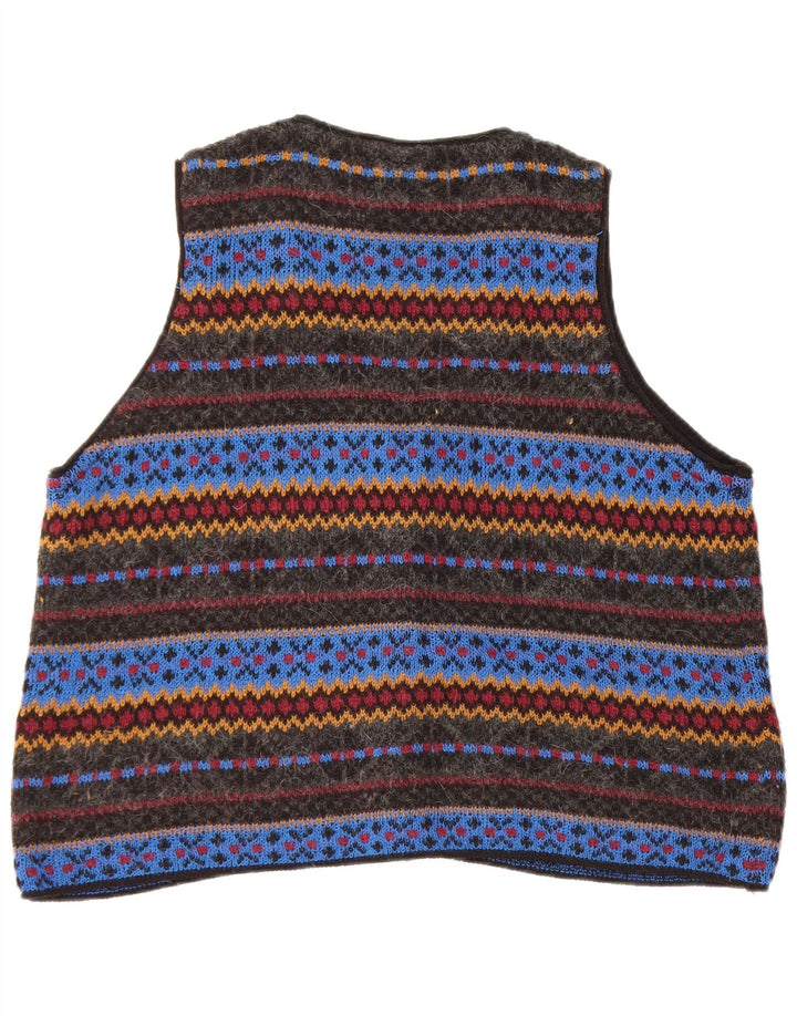vintage Mens Knit Gilet Grand Multicolore Géométrique