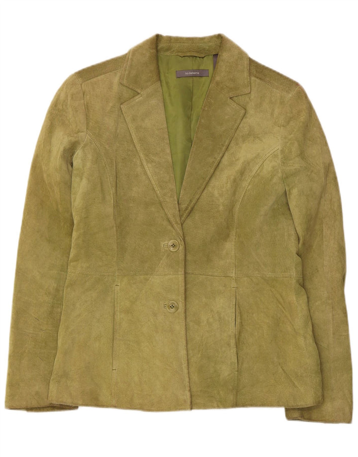 Liz Claiborne Veste blazer en daim à 2 boutons pour femme US 6 Cuir vert moyen