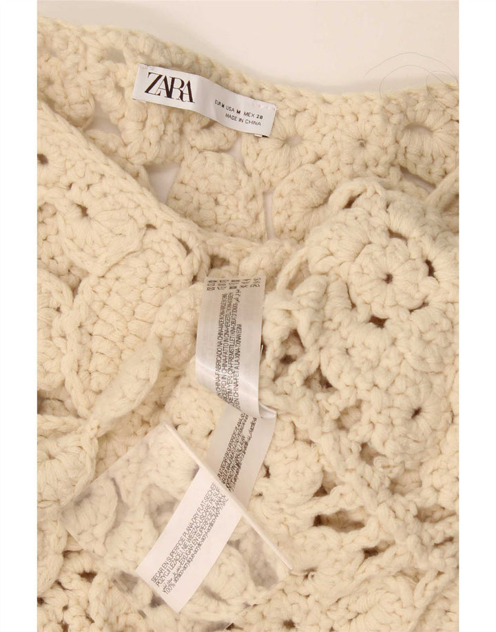 Zara Chemisier surdimensionné à manches 3/4 pour femme Beige moyen UK 14