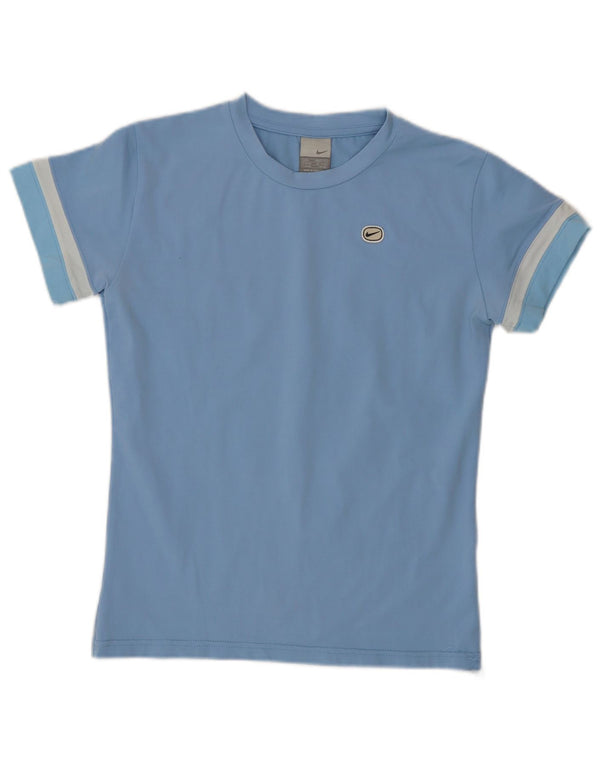 Nike T-Shirt Femme UK 14/16 Large Bleu Colorblock
