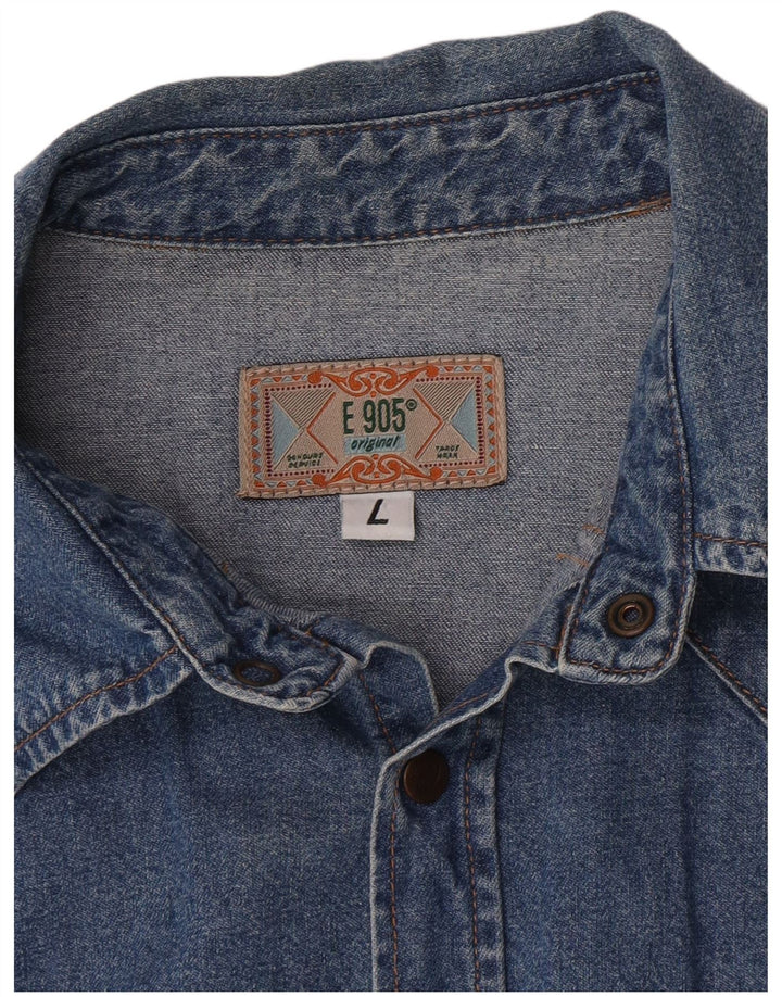 Chemise en jean vintage pour homme grand bleu