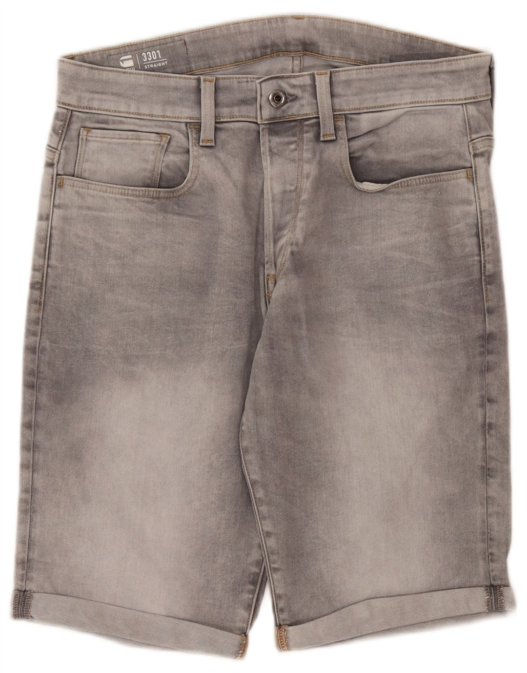 G-Star Short en Jean 3301 W31 Homme Gris Moyen Coton