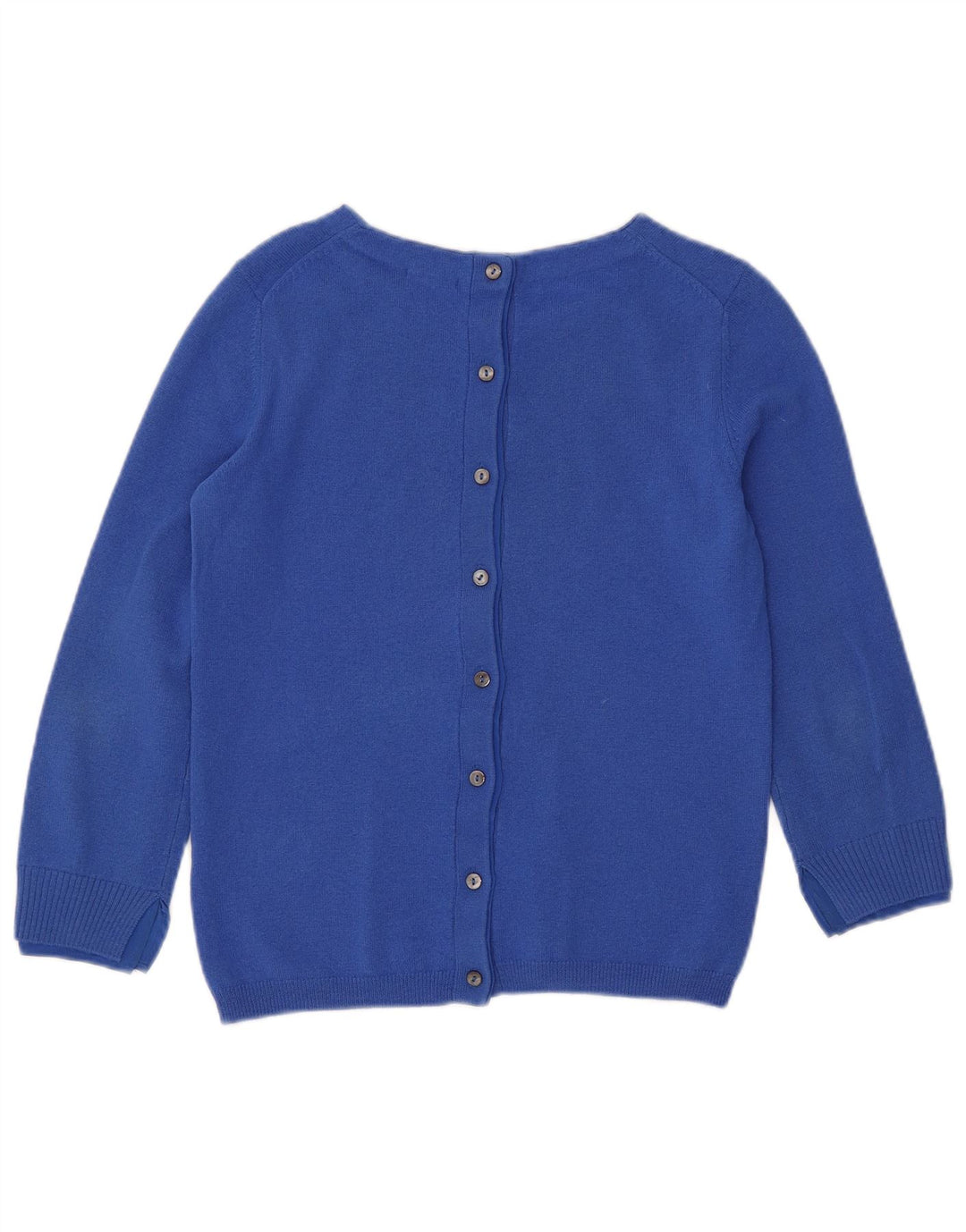 JIGSAW Cardigan à manches 3/4 pour femme UK 10 Petite laine bleue