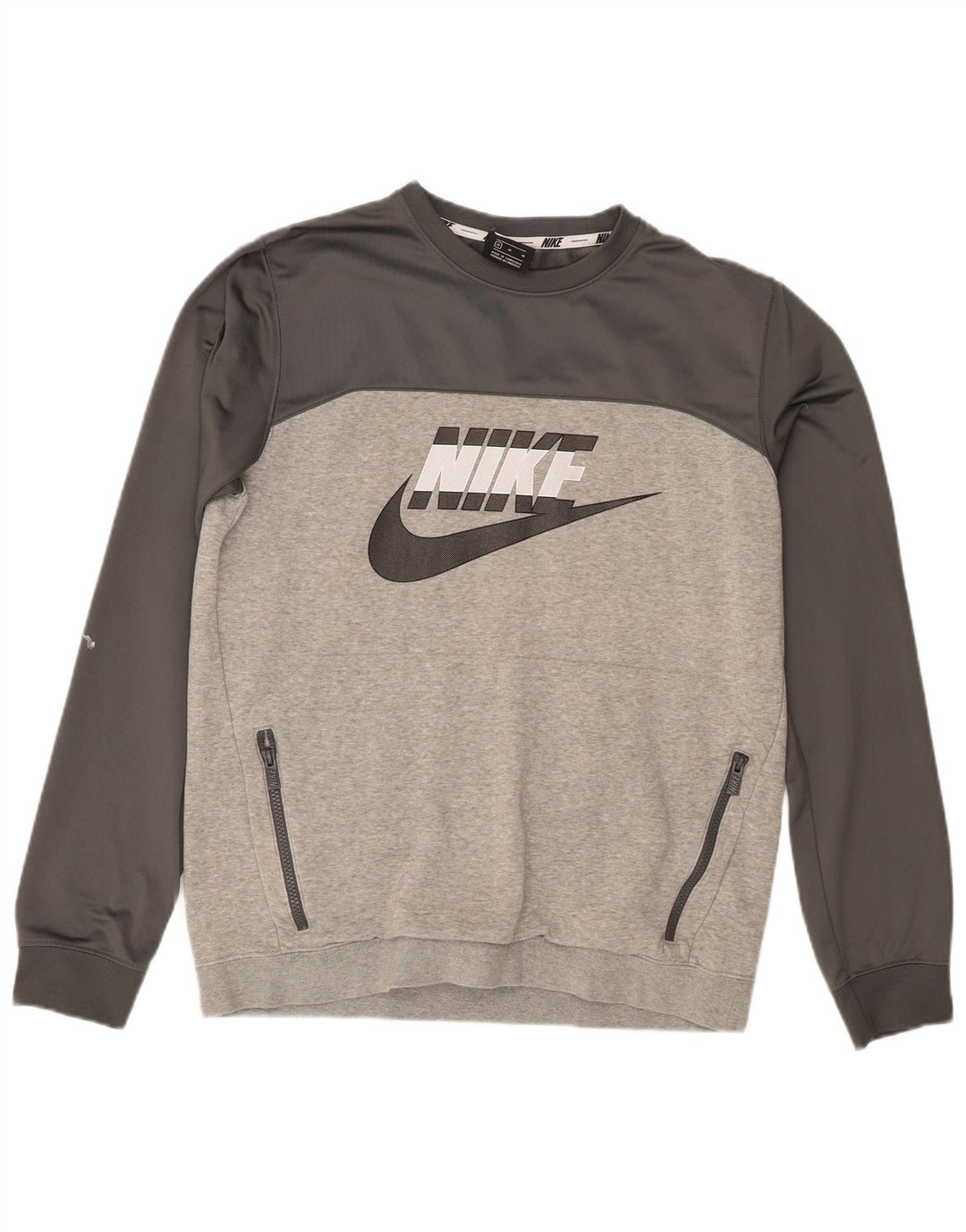 Nike Sweat-shirt graphique en coton color block gris moyen pour homme
