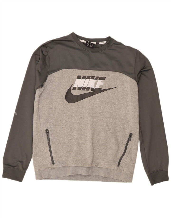 Nike Sweat-shirt graphique en coton color block gris moyen pour homme