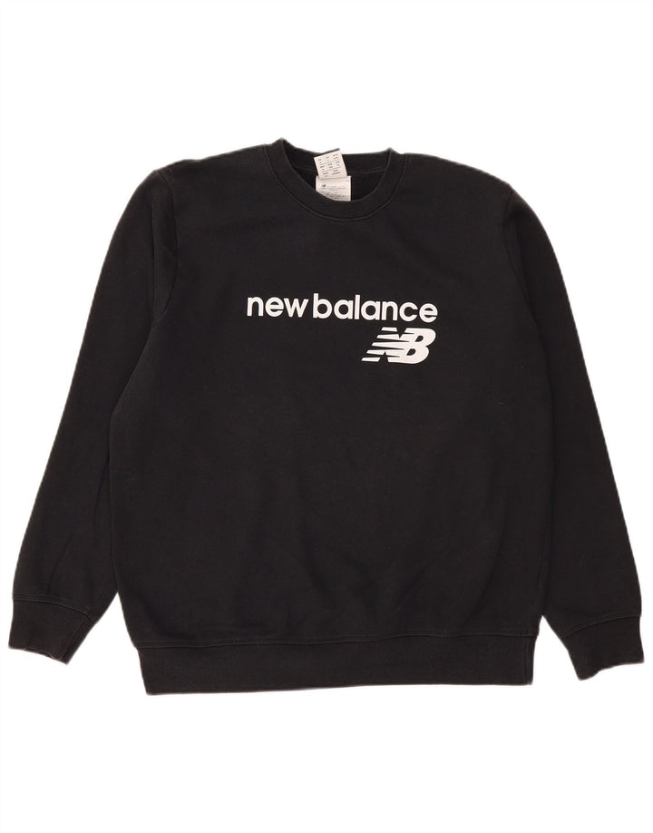 NEW BALANCE Sweat-shirt graphique pour femme UK 16 Large Noir Coton