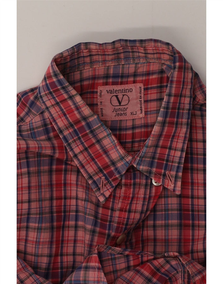 Valentino Chemise Garçon 15-16 ans XL Rose Carreaux Coton