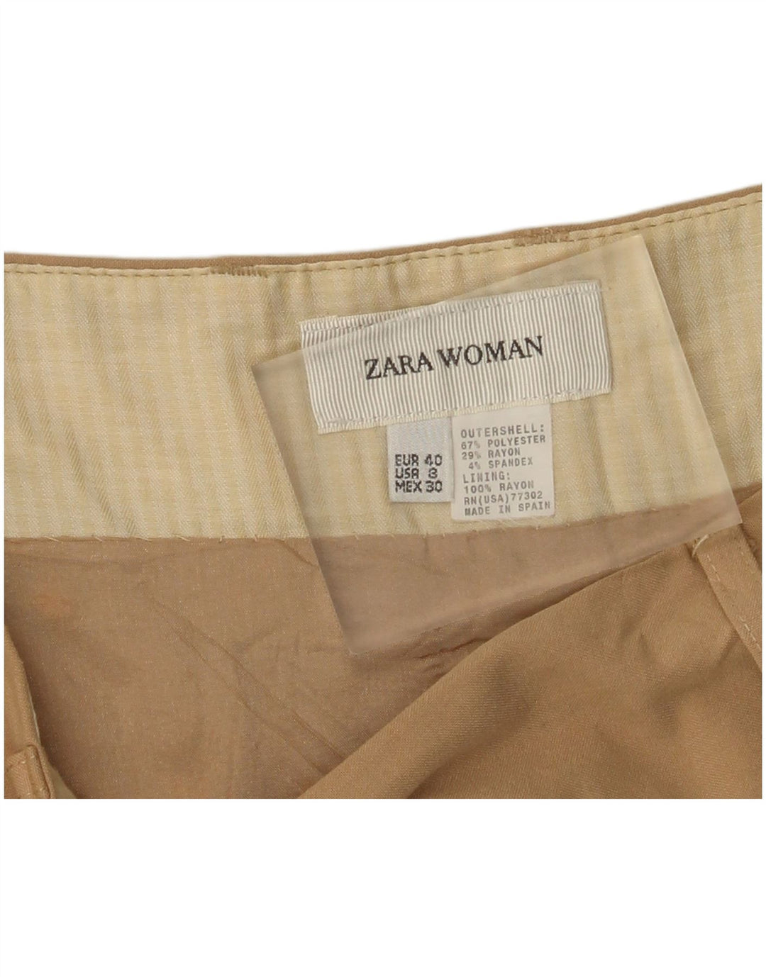 Zara Femme Jupe A-Line IT 40 Small W30 Kaki Polyester