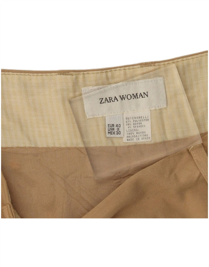 Zara Femme Jupe A-Line IT 40 Small W30 Kaki Polyester