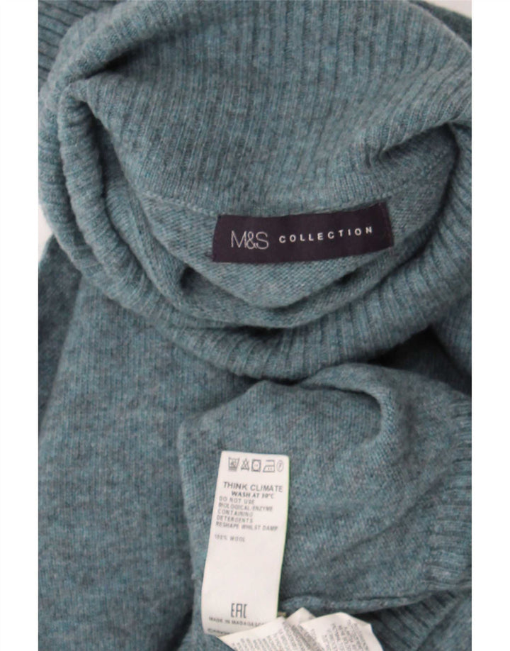 Marks & Spencer Pull col roulé pour femme UK 14 Laine bleu moyen