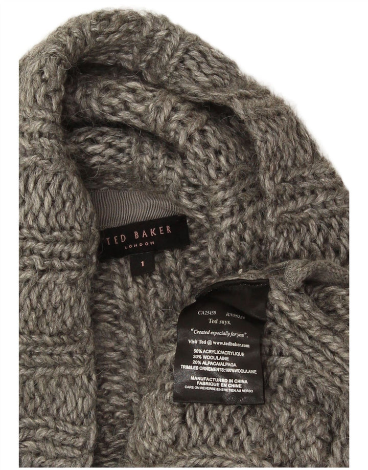 Ted Baker Cardigan surdimensionné pour femme Taille 1 XS Gris Acrylique