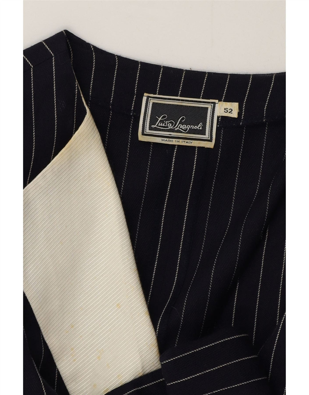 Luisa Spagnoli Veste Blazer Femme IT 52 2XL Bleu Marine à Fines Rayures