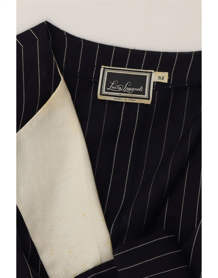 Luisa Spagnoli Veste Blazer Femme IT 52 2XL Bleu Marine à Fines Rayures