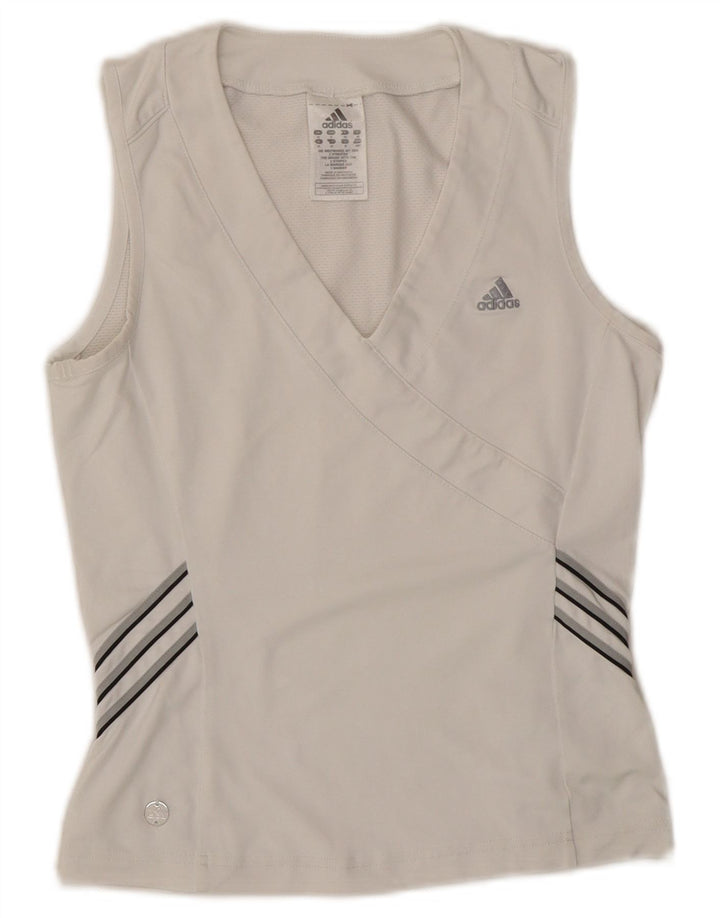 ADIDAS Débardeur Femme UK 10 Petit Blanc Polyester