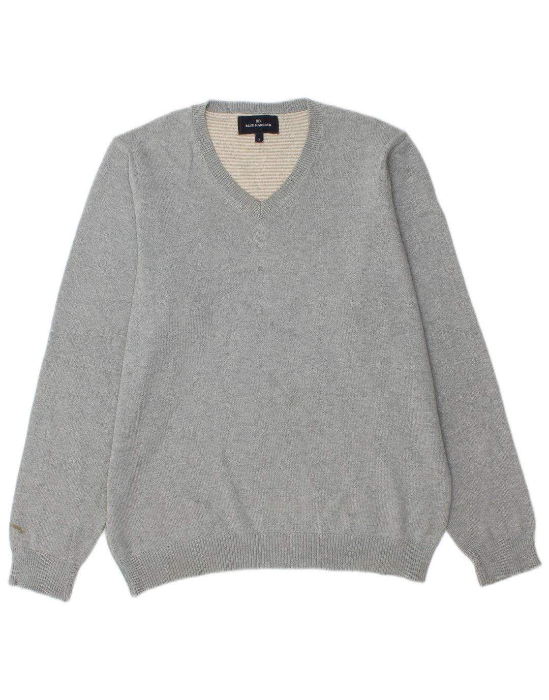 Marks & Spencer Pull à col en V Blue Harbour pour hommes, petit coton gris