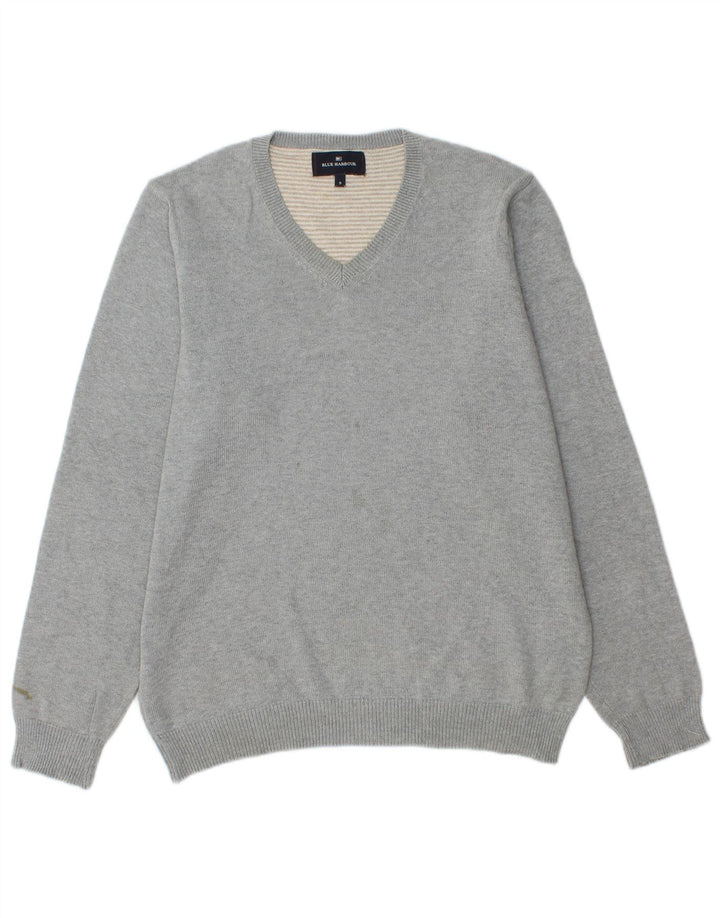 Marks & Spencer Pull à col en V Blue Harbour pour hommes, petit coton gris