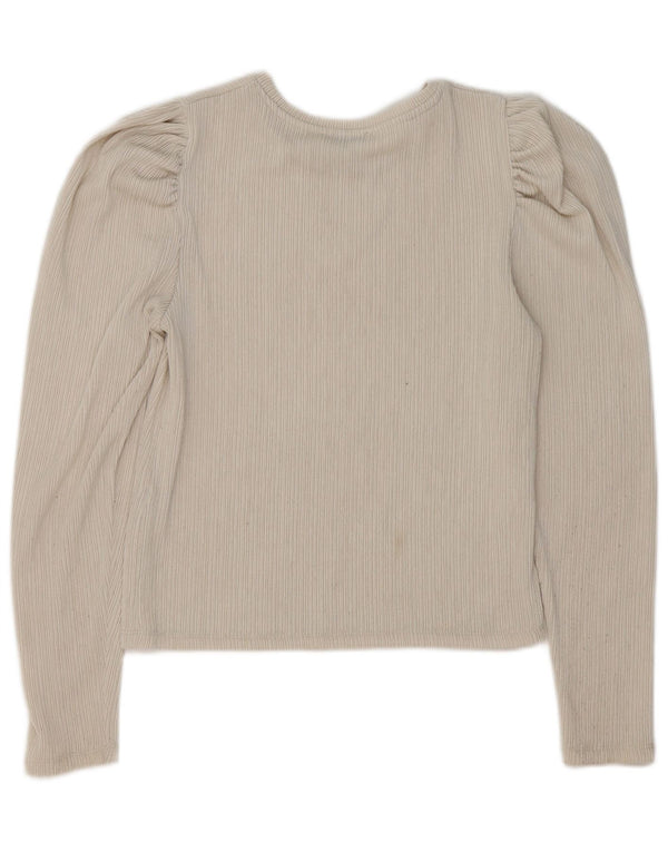 Zara Femme Top Manches Longues UK 12 Polyester Beige Moyen