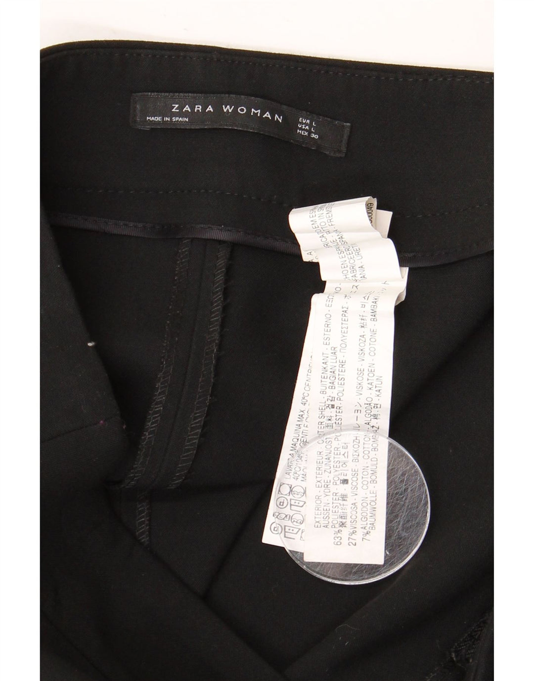 Jupe crayon femme ZARA Large W32 Polyester noir