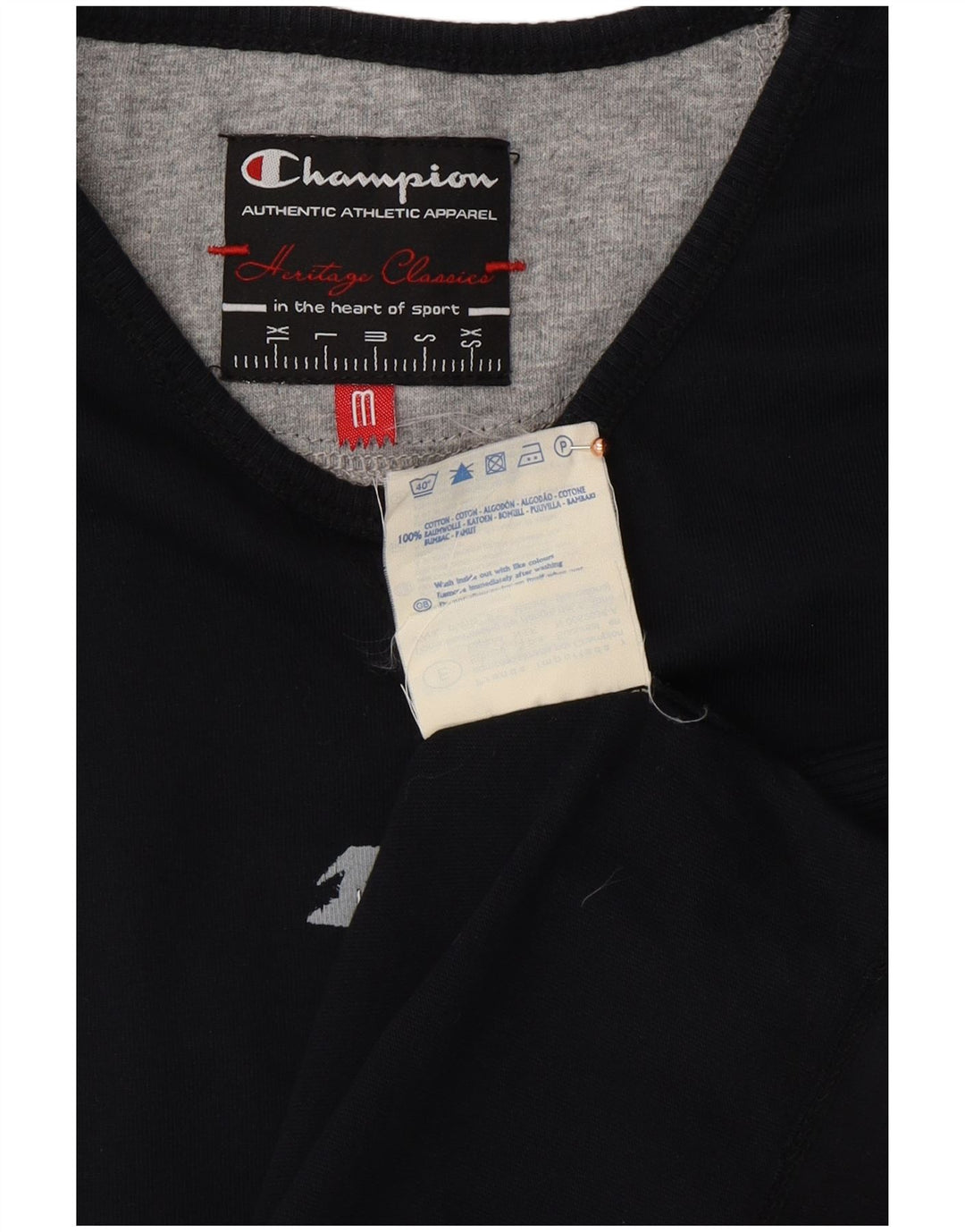 CHAMPION T-shirt Heritage Classics pour femme UK 12 en coton noir moyen