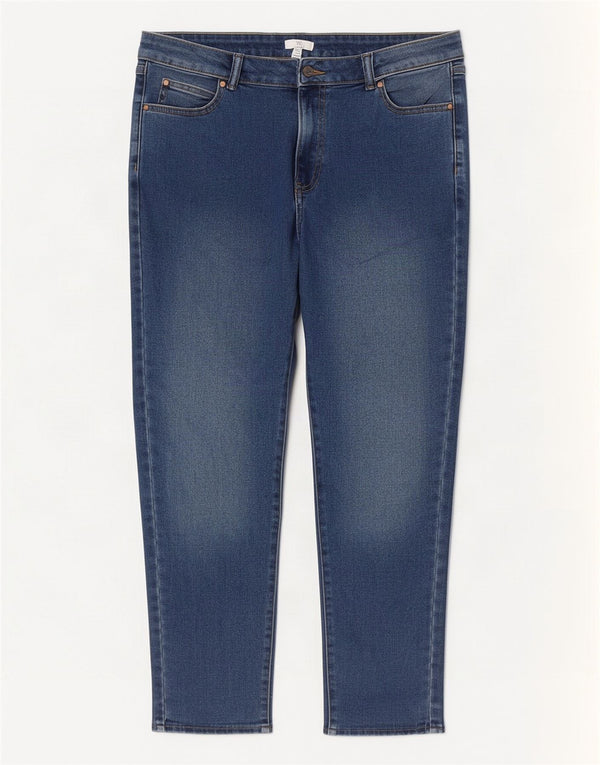 M&Co Femme Petite Jean Court UK 16 Large W36 L25 Bleu Coton