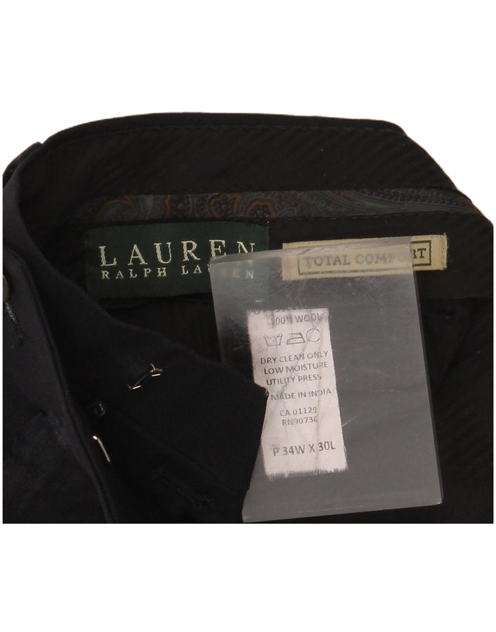 RALPH LAUREN Pantalon de costume à chevilles confort total pour homme W34 L30 Noir