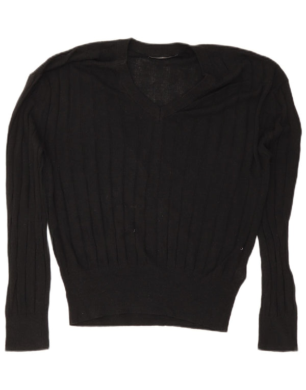 Marks & Spencer Pull col en V pour femme UK 44 Viscose noir moyen