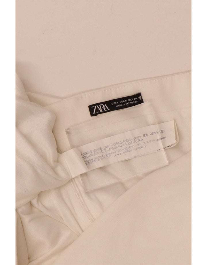 Zara Femme Robe Bustier UK 8 Petit Polyester Blanc