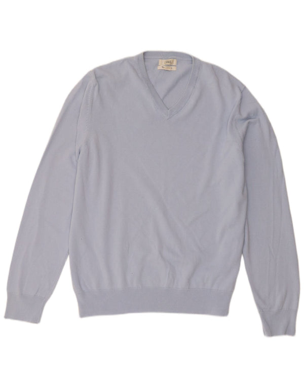 Marks & Spencer Pull col V pour homme XL en coton bleu