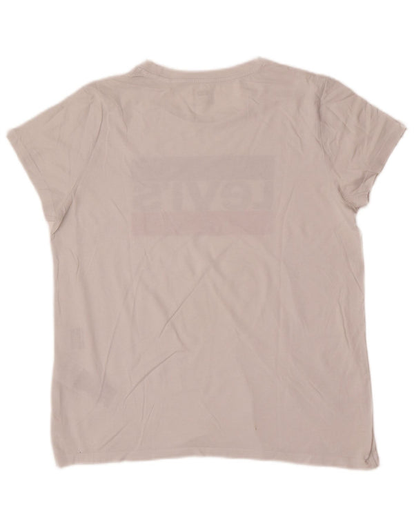 Levi's T-Shirt Graphique Femme UK 14 Large Blanc Coton