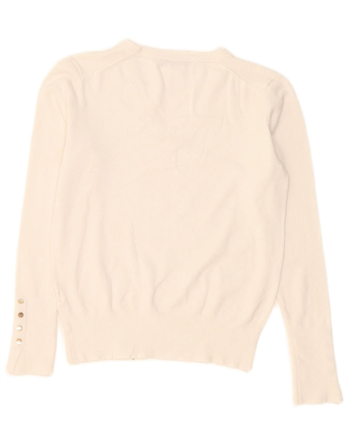 Zara Pull col V pour femme UK 12 Blanc moyen