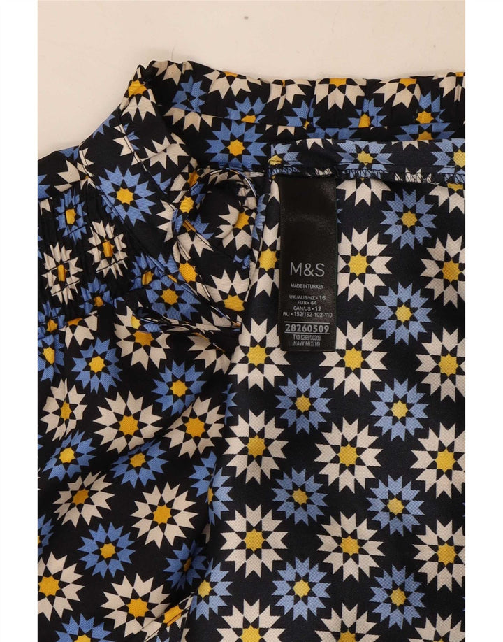 Marks & Spencer Haut chemisier à nouer sur le devant pour femme UK 16 Grand bleu marine floral