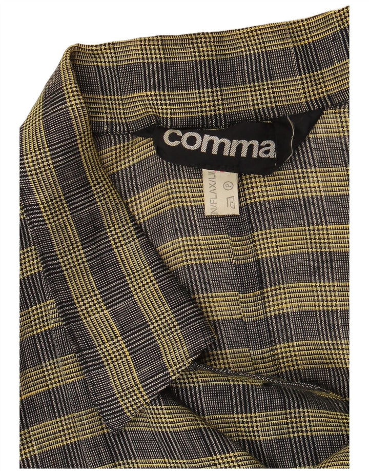 Comma, Veste Blazer Croisée Femme UK 14 Large Yellow Check Wool