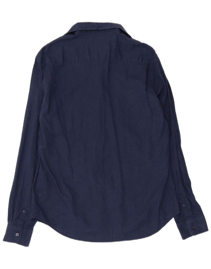 Mossimo Chemise Slim Fit Homme Lin Bleu Marine Large