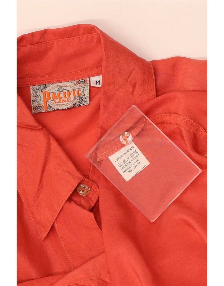 Chemisier chemise femme vintage UK 14 soie orange moyenne