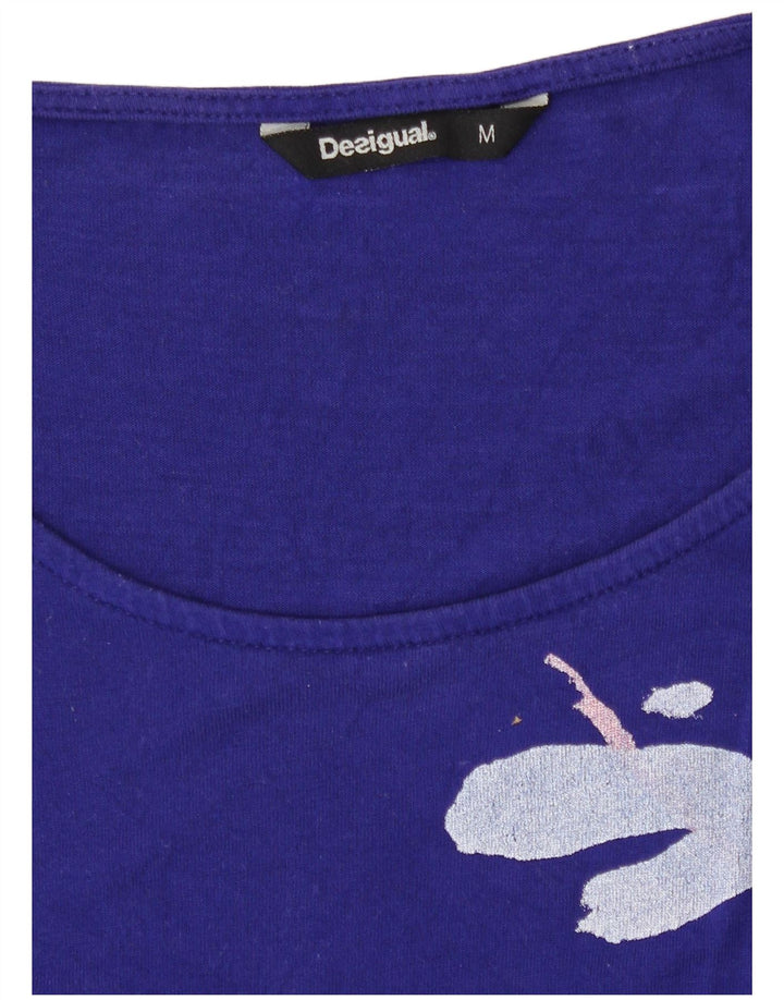 Desigual Chemisier sans manches pour femme UK 42 Bleu moyen floral