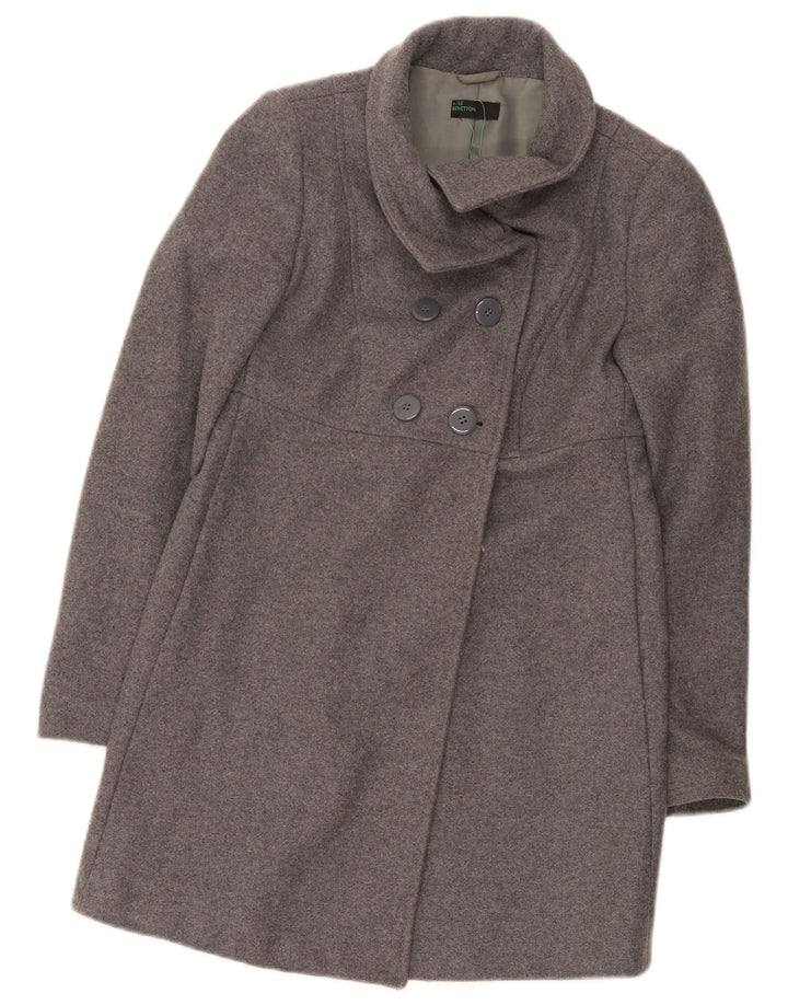 Benetton Manteau Croisé Femme IT 38 XS Gris Laine