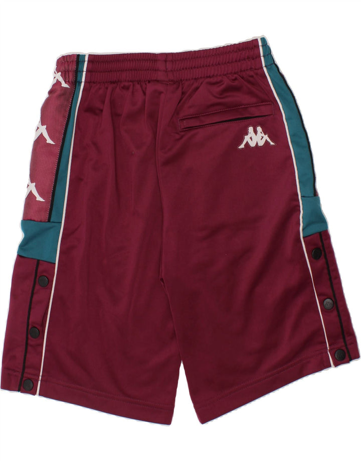 KAPPA Boys Graphic Sport Shorts 7-8 Years Maroon Colourblock Polyester Vintage Kappa and Second-Hand Kappa from Messina Hembry 