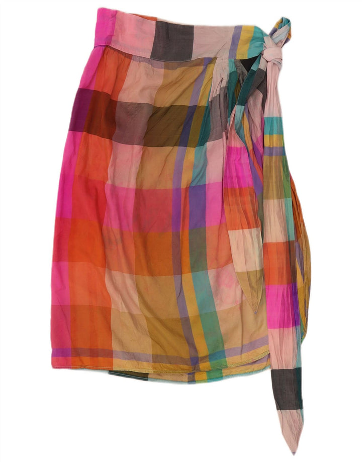 i Blues Jupe Portefeuille Femme IT 42 Medium W26 Soie à Carreaux Multicolore