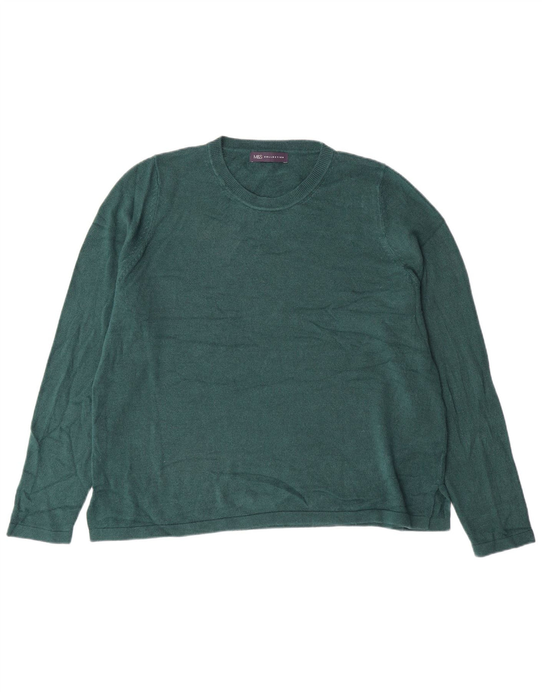 MARKS & SPENCER Pull à col rond pour femme UK 20 2XL Vert Acrylique