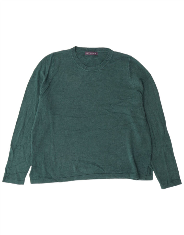 MARKS & SPENCER Pull à col rond pour femme UK 20 2XL Vert Acrylique