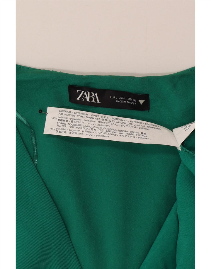 Zara Robe trapèze pour femme UK 46 Large Vert Polyester