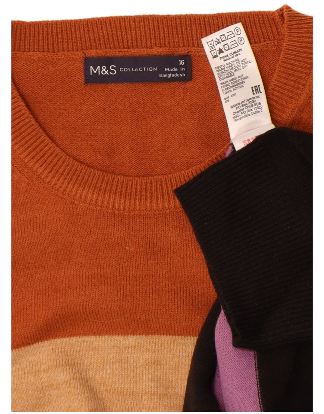 Marks & Spencer Pull ras du cou pour femme UK 16 Large Multicolore