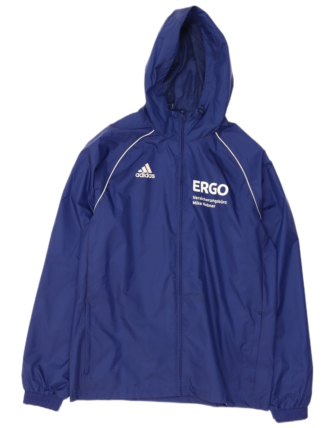 Adidas Veste de pluie à capuche graphique pour homme UK 38 Bleu marine moyen Polyester