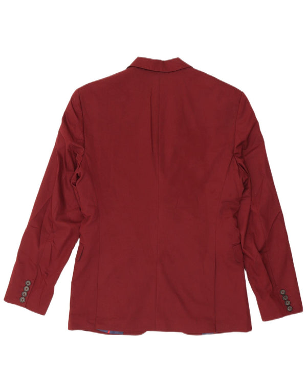 Zara Veste Blazer 2 Boutons Homme EU 46 Petite Viscose Bordeaux