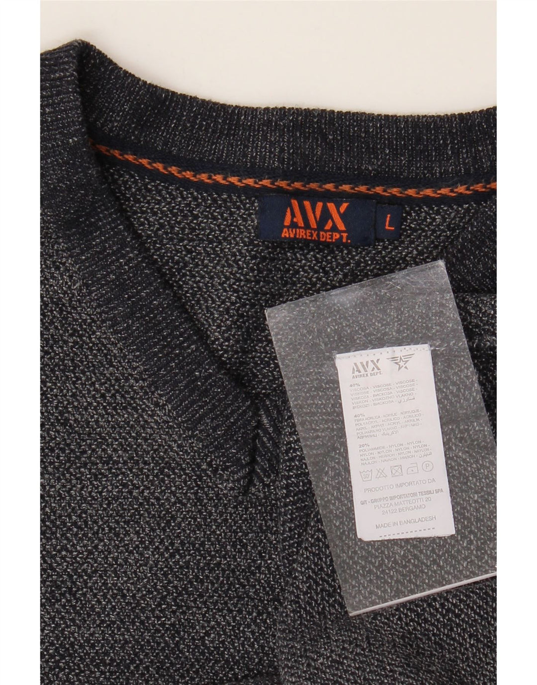 Avirex Pull Col V Homme Large Gris Viscose