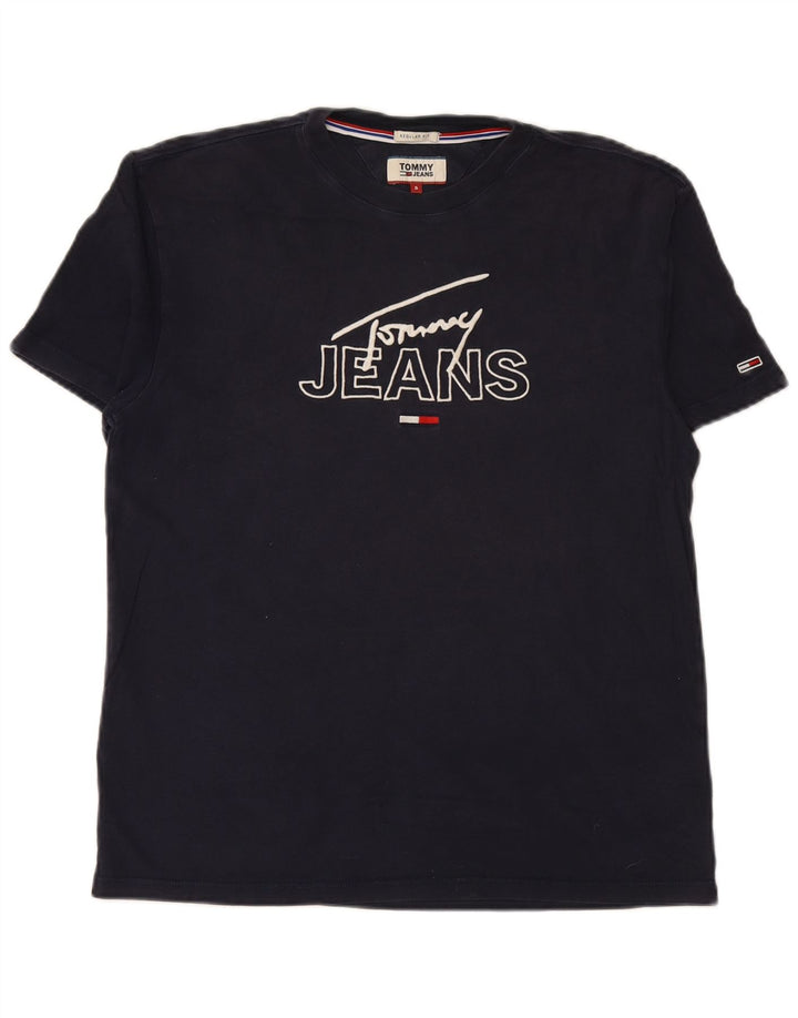 TOMMY HILFIGER T-shirt graphique coupe classique pour homme, petit, bleu marine, en coton