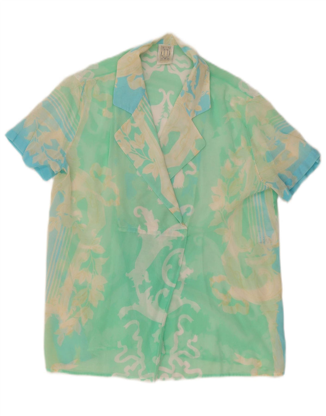 Ferre Chemisier à motif abstrait pour femme UK 14 Grand coton vert