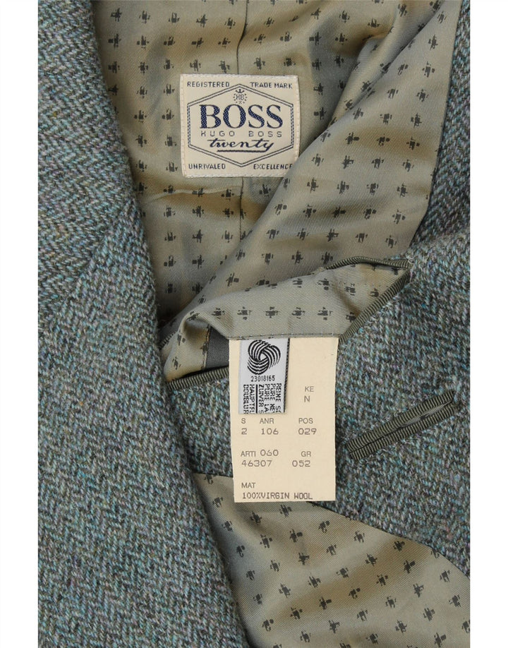 HUGO BOSS Veste Blazer 2 Boutons Homme IT 52 XL Bleu Chevrons Laine Vierge