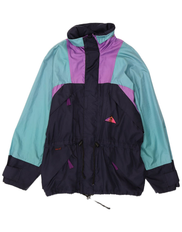 Aesse Veste de Pluie Homme UK 40 Large Bleu Marine Colorblock Polyamide