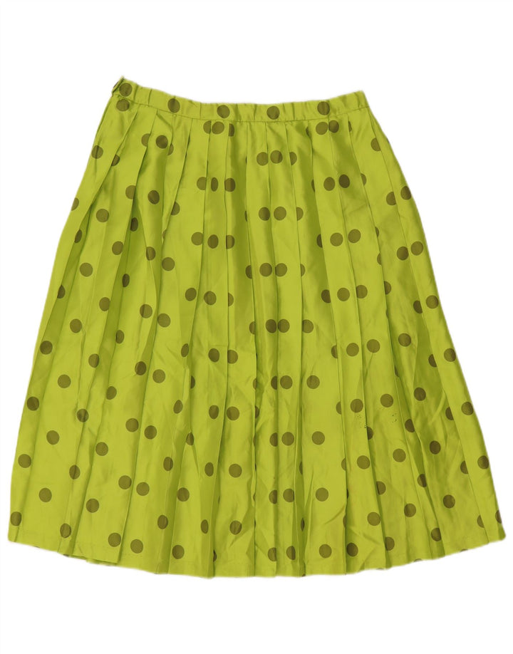 VINTAGE Jupe Plissée Femme W30 Pois Vert Moyen